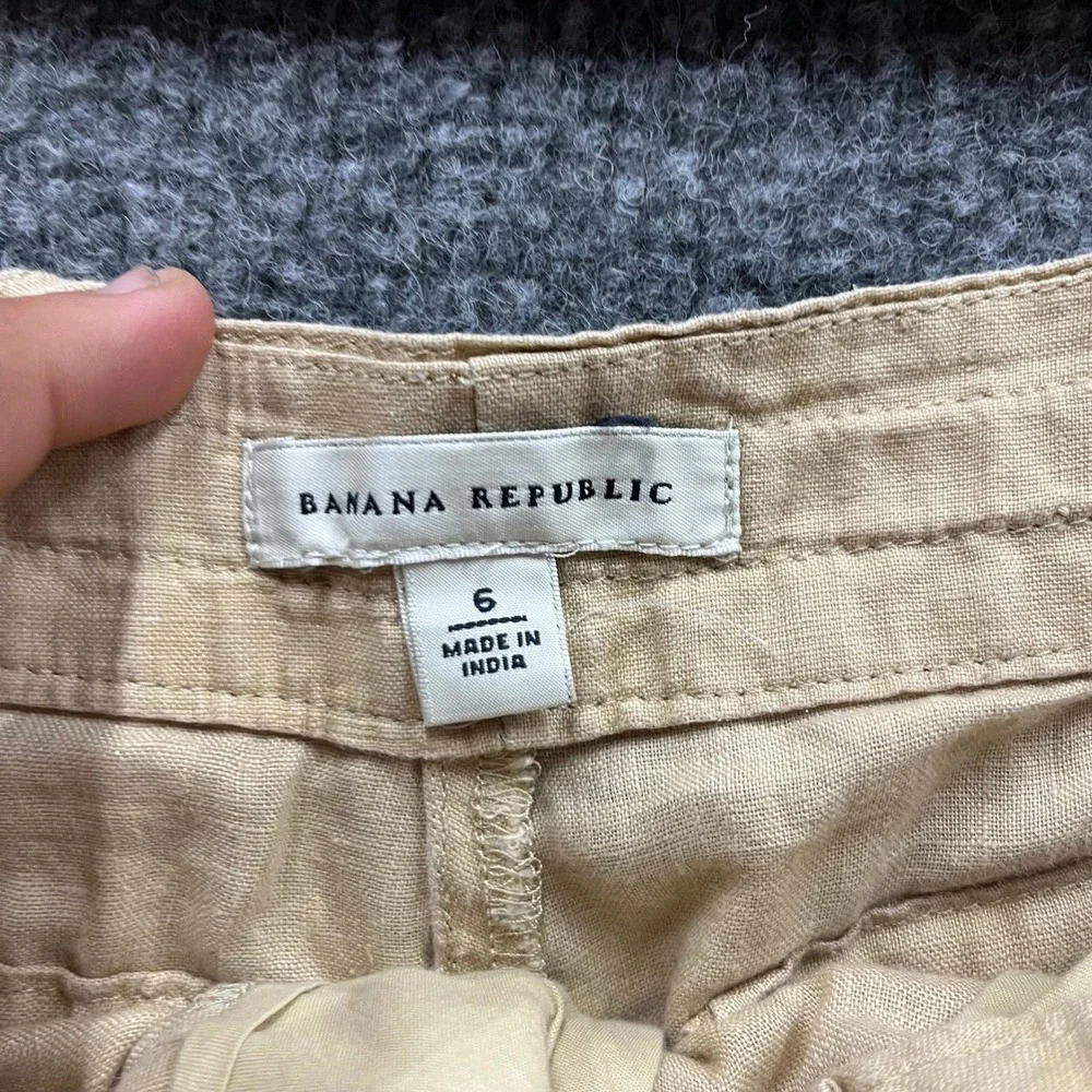 Banana Republic Pants Womens Size 6 Beige Linen Relaxed Fit Drawstring Casual
